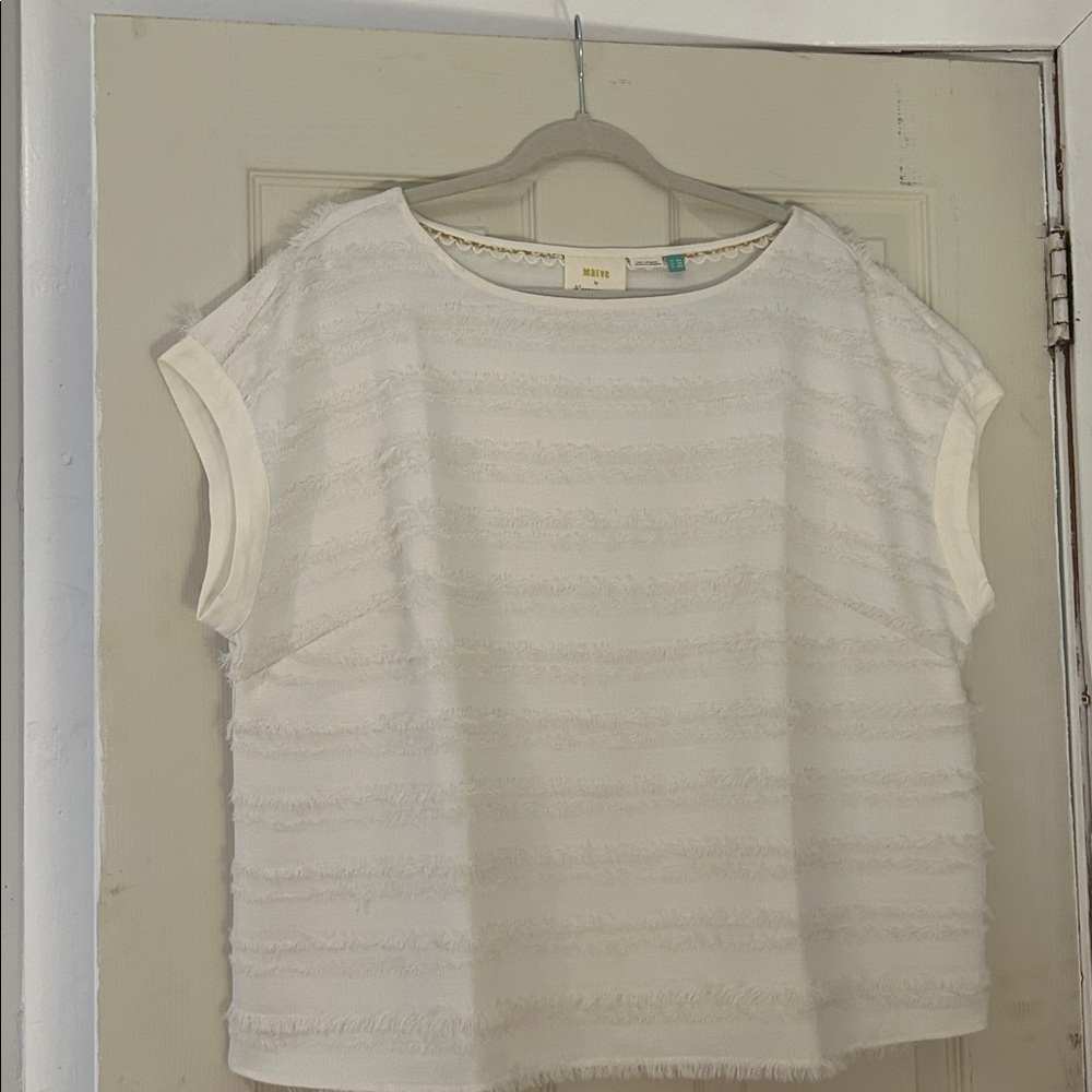 Maeve White Frayed Detail Top
